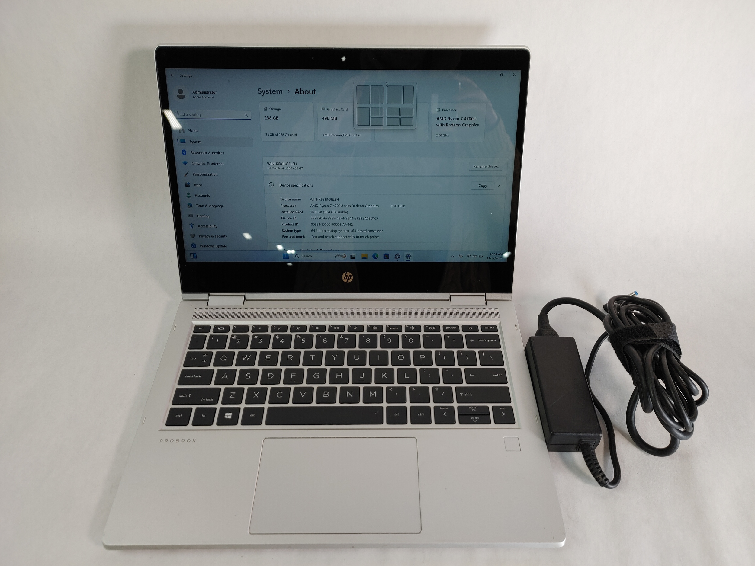 HP ProBook x360 435 G7 Ryzen 7 4700U 2.00 GHz 16 GB DDR4 256 GB